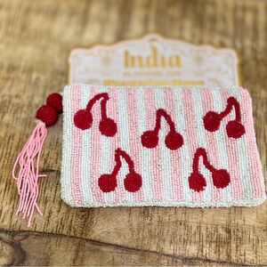 Cherry Beaded Clutch - Pink and Red
